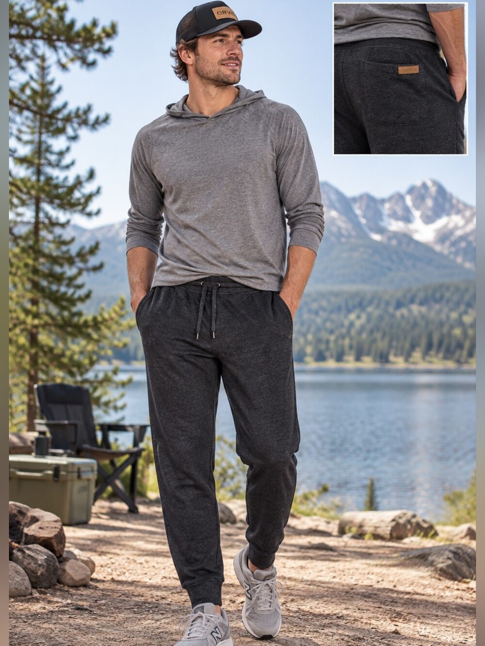 Orvis Men’s Jogger Sweatpants Gray Lounge Drawstring Casual Large